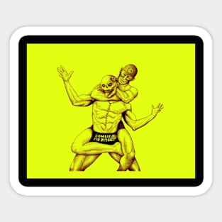 Zombie and Luchador - zombie art - undead drawing Sticker